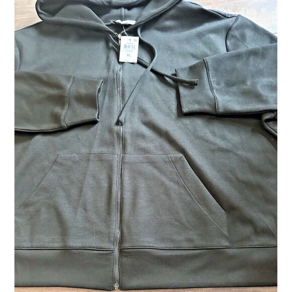 And Now This Women's Scuba Zip-Front Hooded Sweatshirt w.Pockets Deep Black XL - Picture 5 of 6